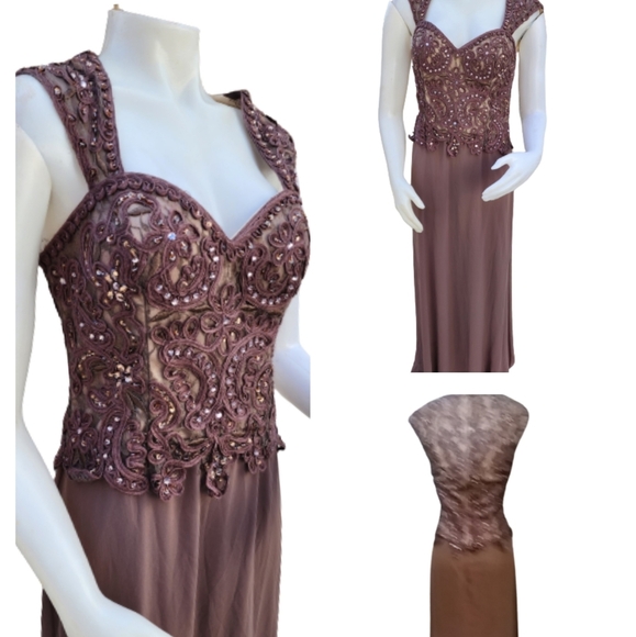 Cameron Blake Coffee sequin gown 10 NWD‎ - Picture 1 of 16